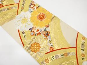 変わり青海波に花・古典柄織り出し袋帯